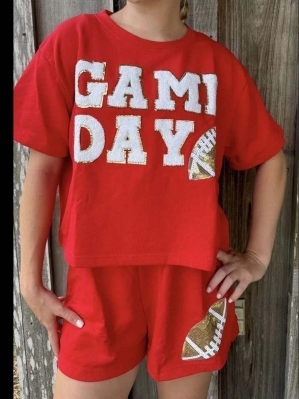 She & Sky Ruby Red Football Gameday Set